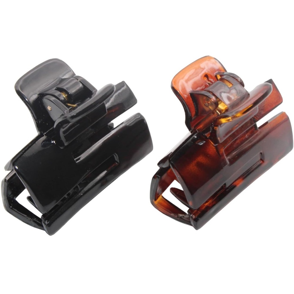 Parcelona French Small Tortoise Shell and Black Celluloid Set of 2 Claw Clips